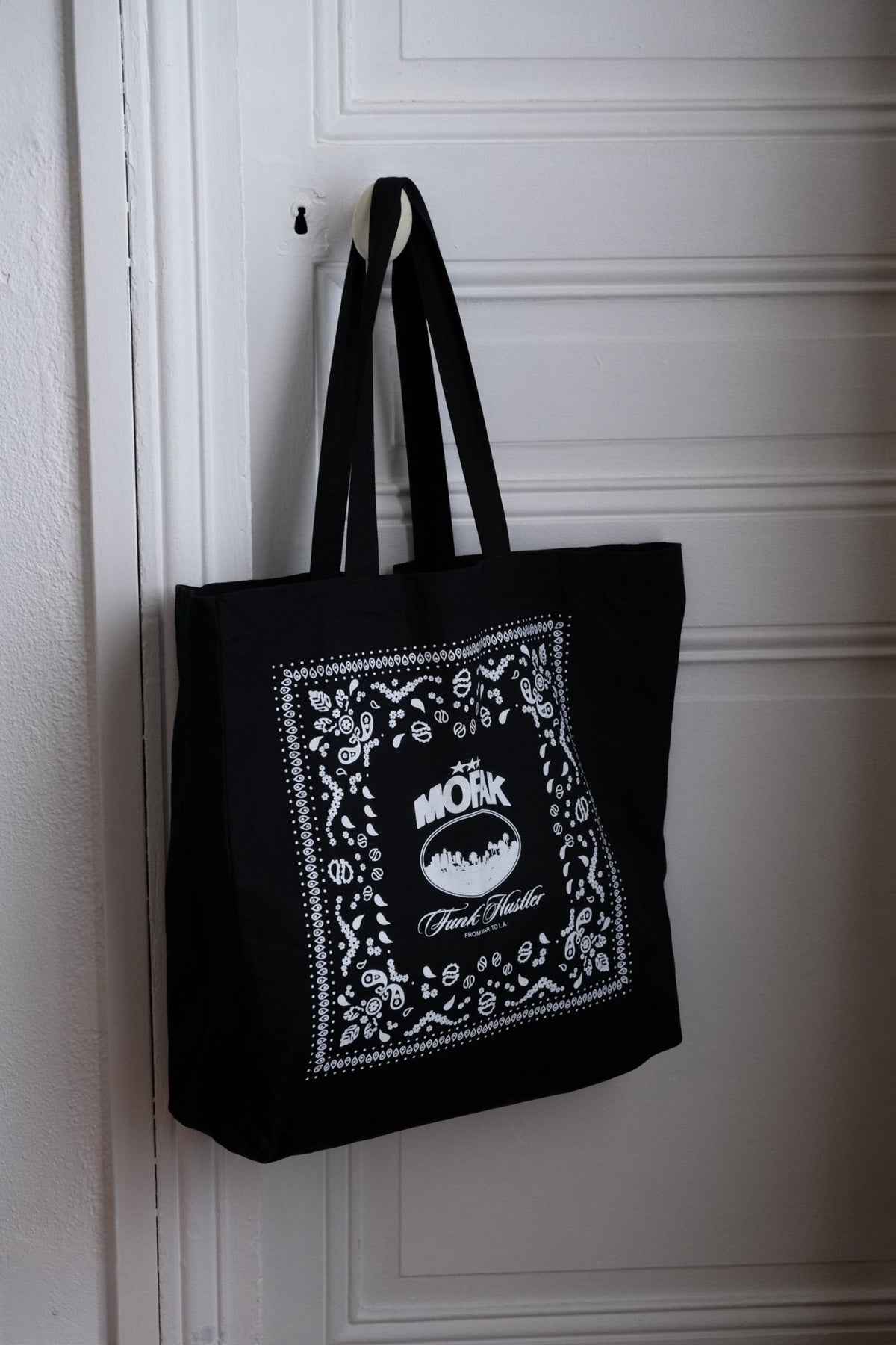 Tote bag Mofak Funk Hustler noir, imprimé bandana